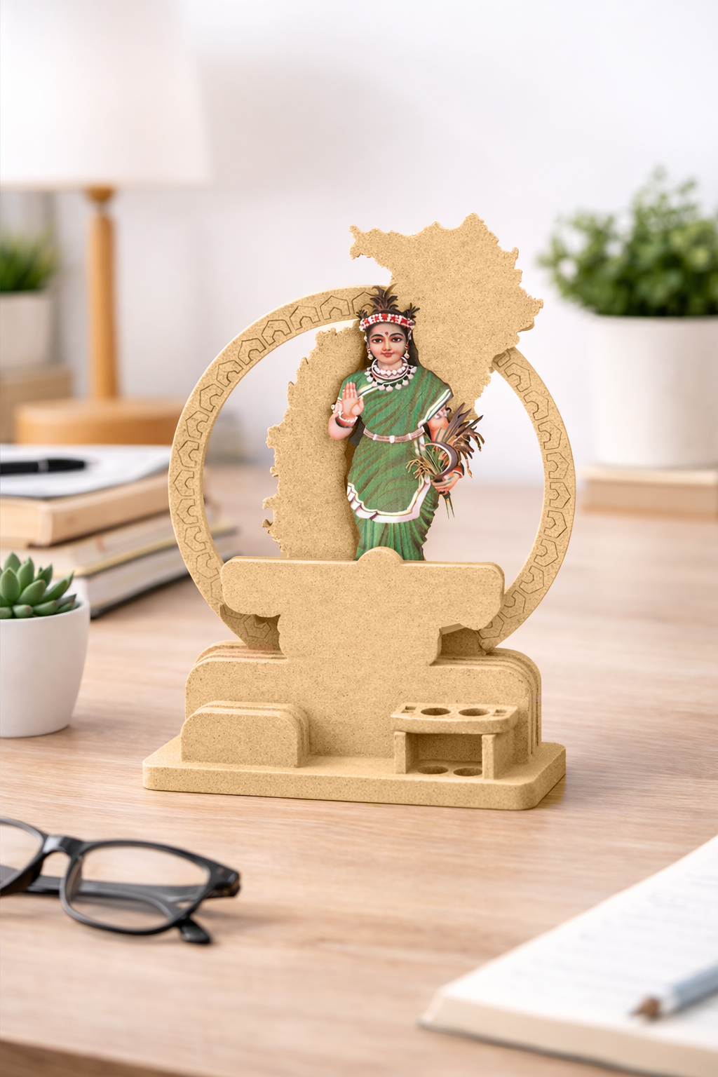DIY MDF Jharkhand Theme Desk Organizer