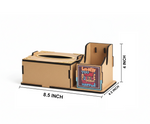 A laser-cut  MDF DIY tissue box cover with built-in storage, shown on a white background with dimension labels indicating 8.5 inches wide, 4.