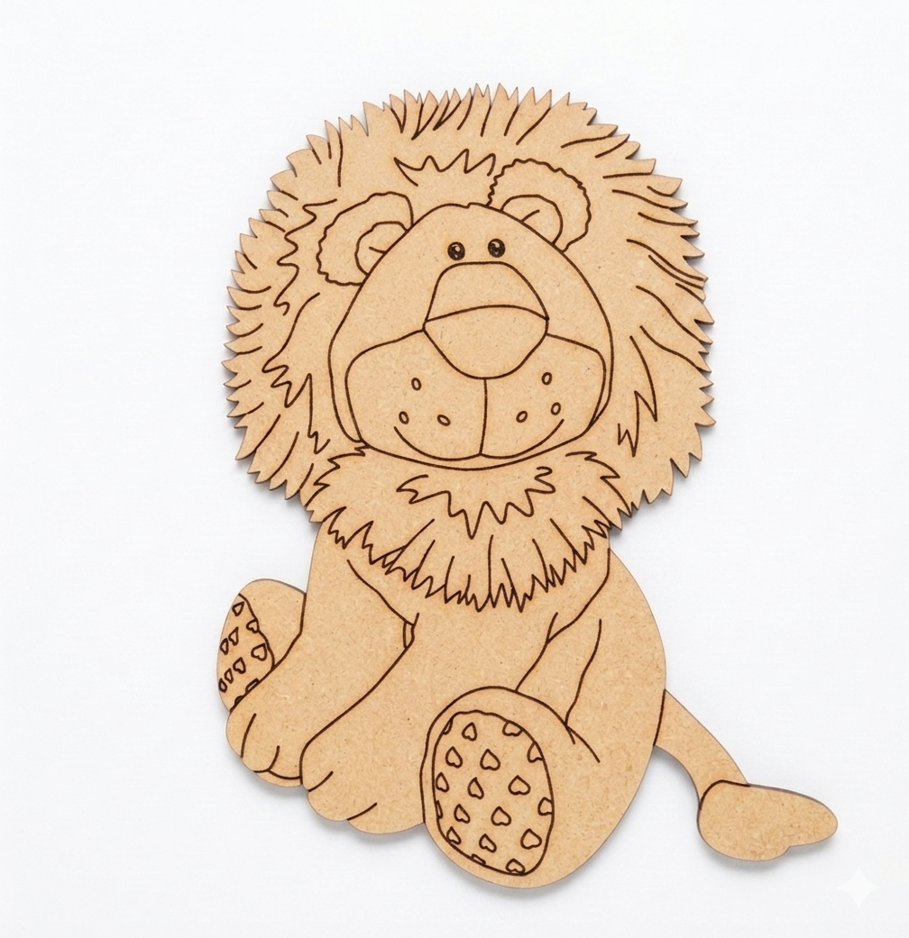 MDF DIY  lion toy on a white background