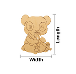 MDF DIY  panda cutout with measurements on a white background