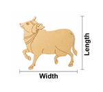 MDF DIY bull cutout with measurements on a white background