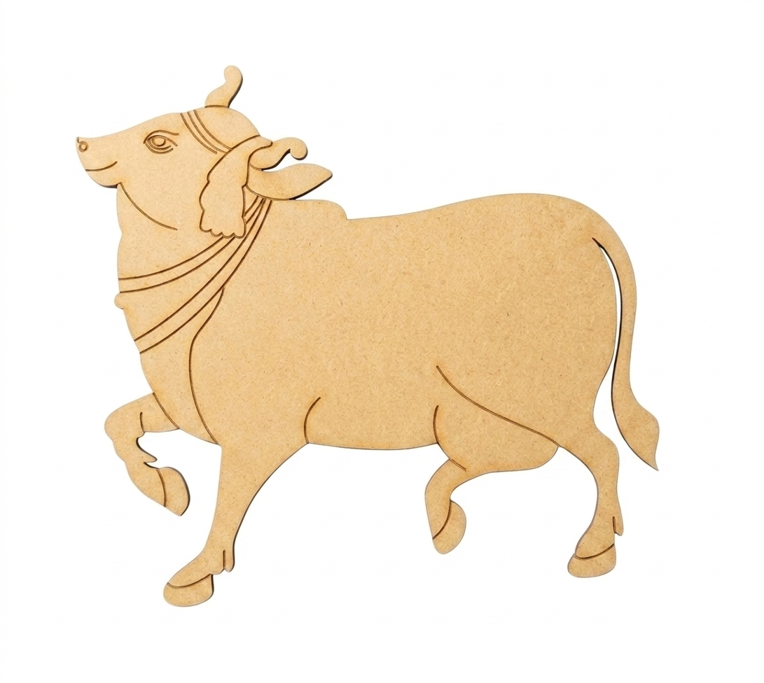 MDF DIY bull figure on a white background