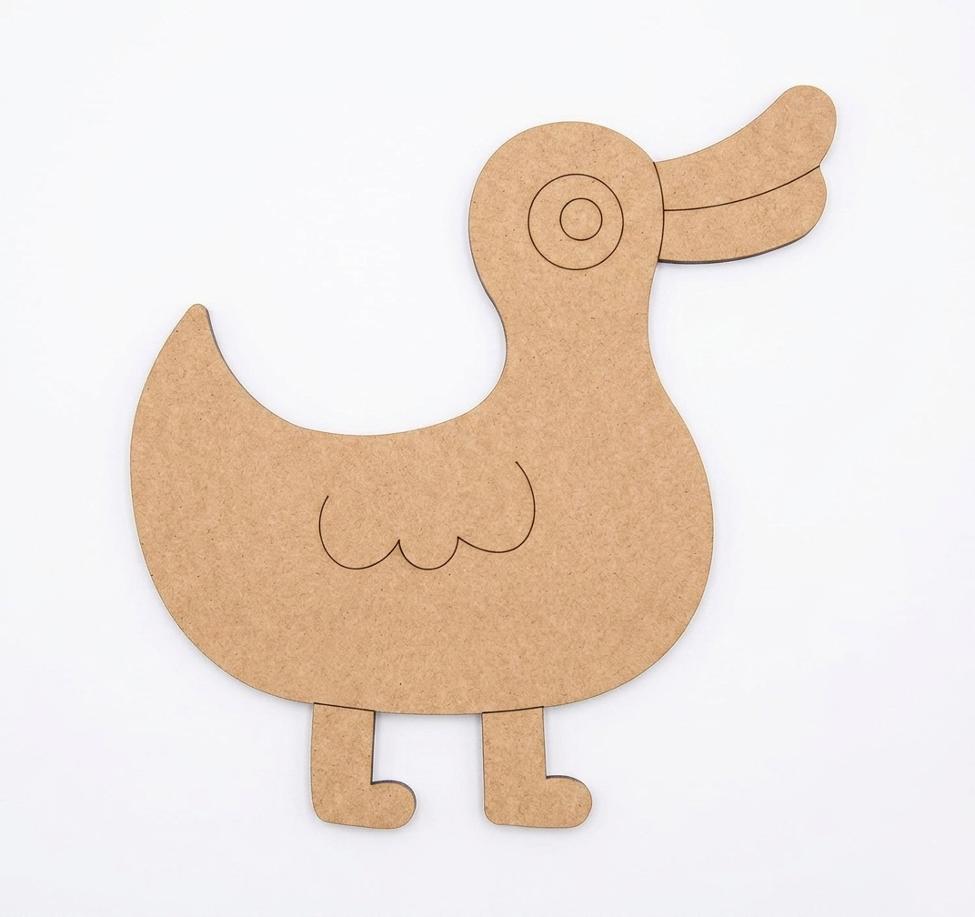  MDF DIY cutout of a duck shape on a white background