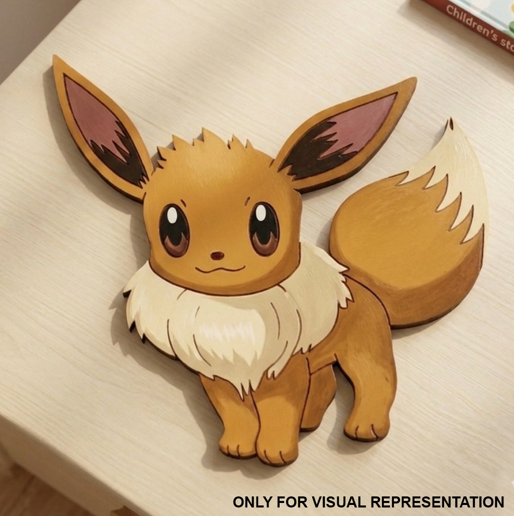 MDF DIY Cartoon character with large ears and a fluffy tail on a light wooden surface.