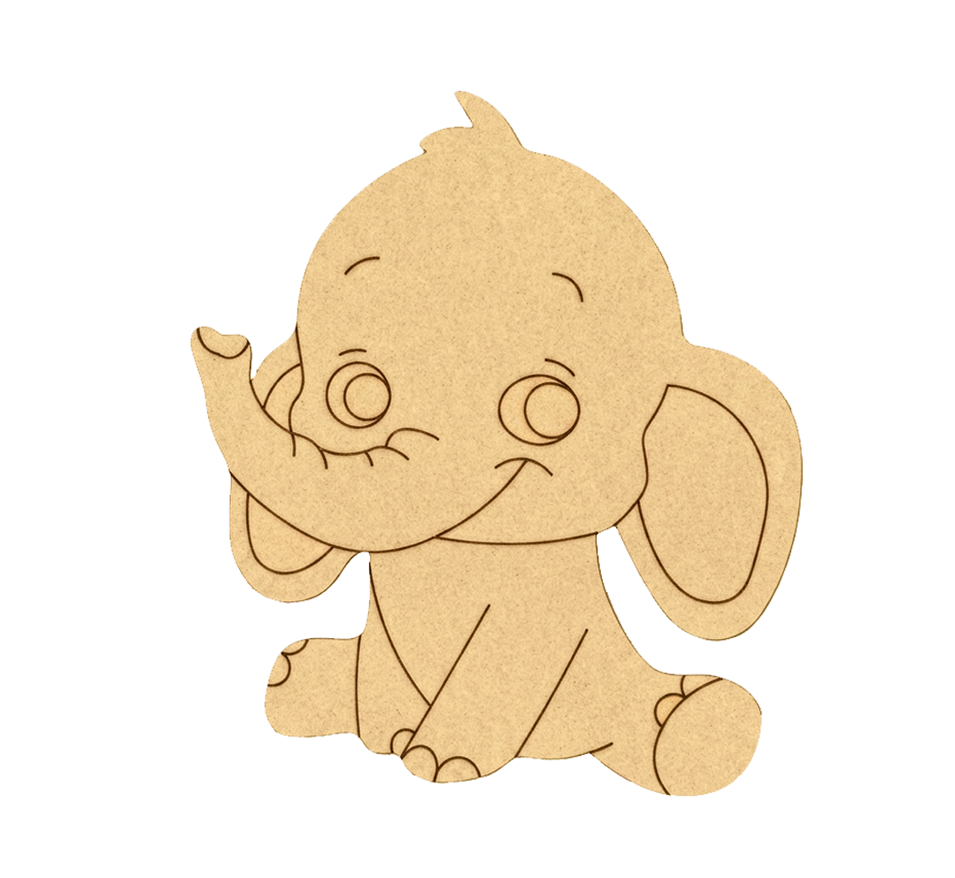 MDF DIY Cartoon elephant cutout on a white background