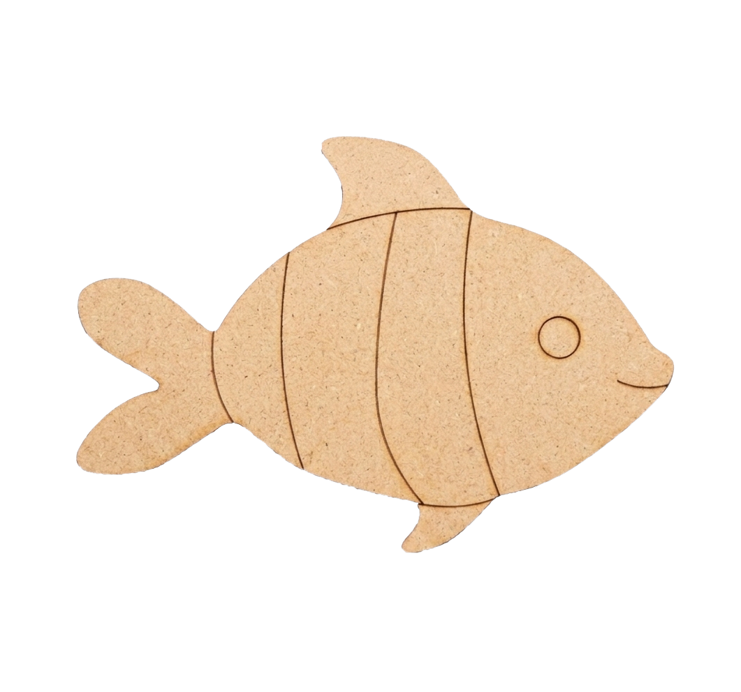 MDF DIY  fish cutout on a white background