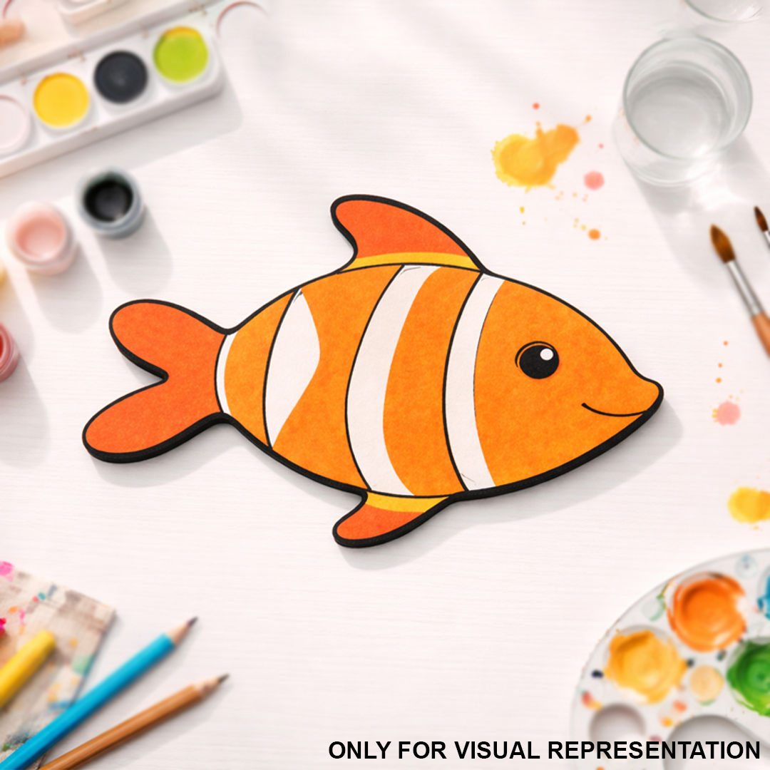 MDF DIY Colorful fish drawing on a white surface with art supplies