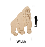 MDF DIY gorilla figure with measurements on a white background