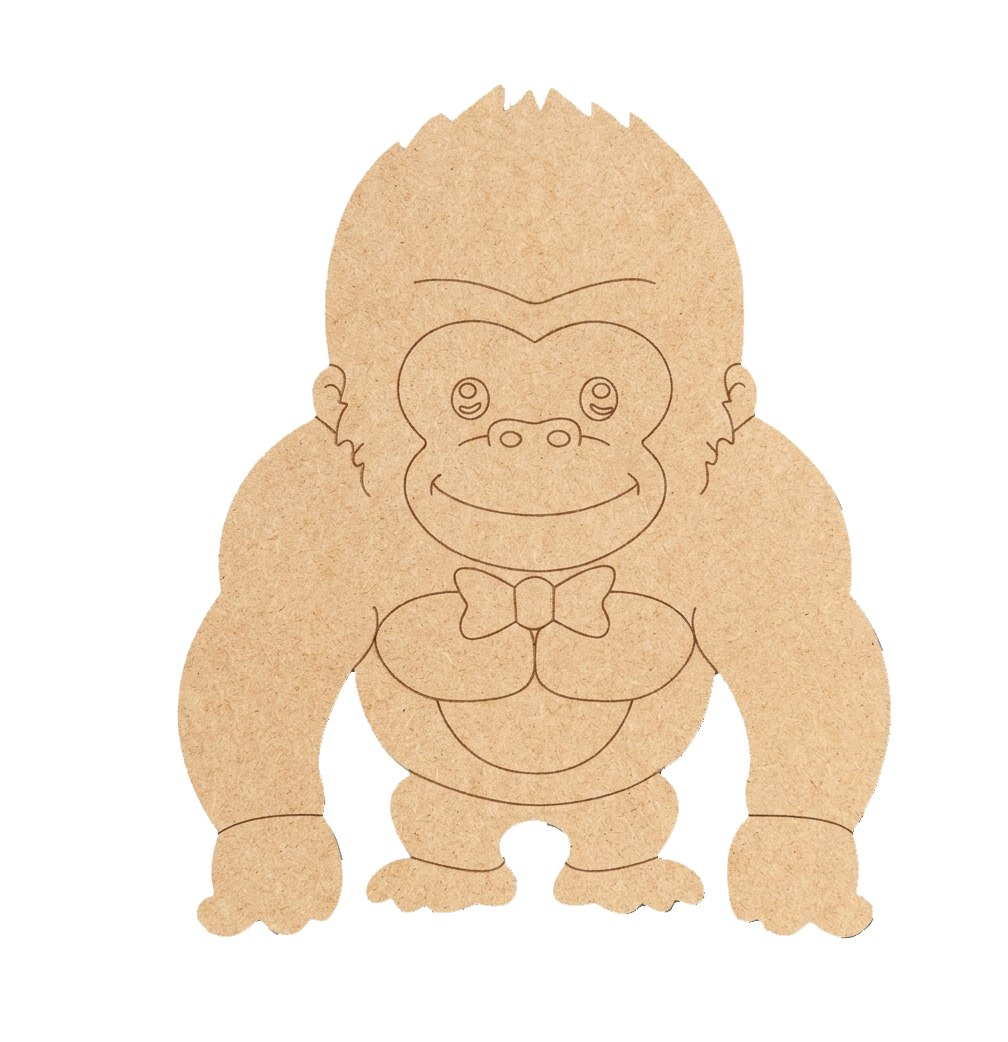 DIY MDF Gorilla cutout on a white background.
