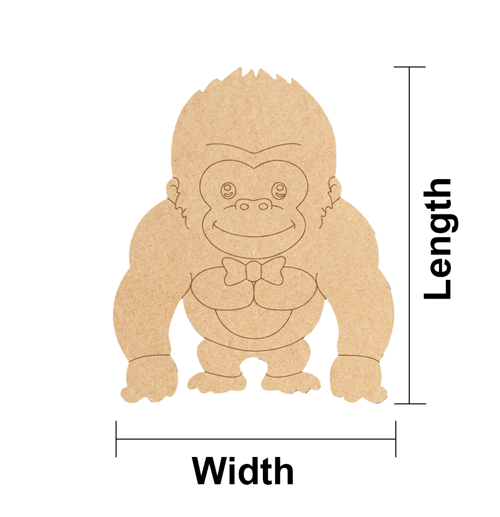 DIY MDF Gorilla cutout with white background.