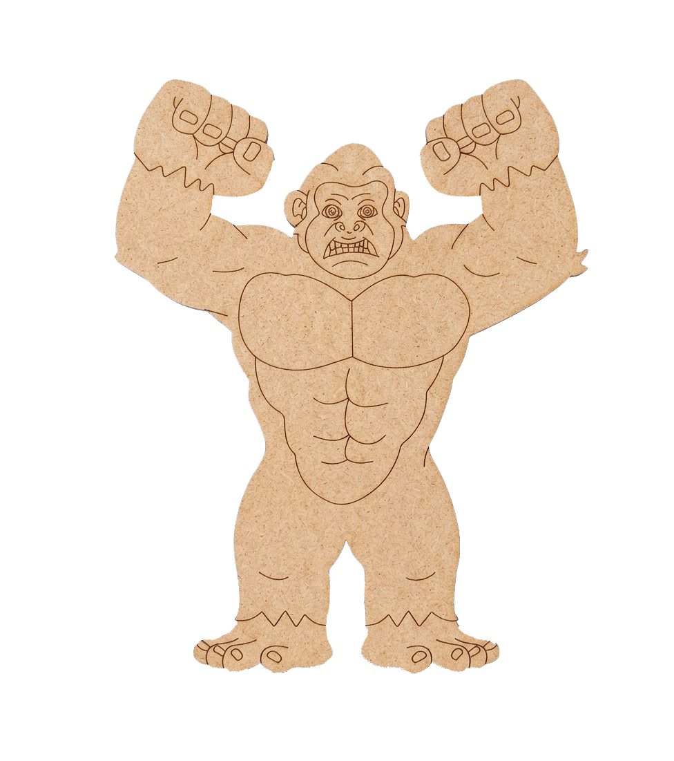 MDF DIY cutout with a gorilla design on a white background.