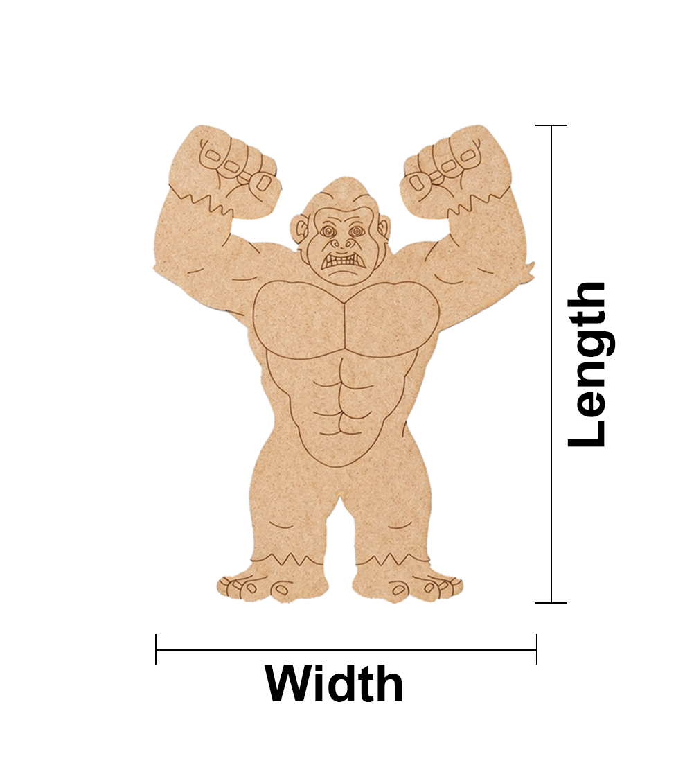 MDF DIY cutout with a gorilla design on a white background.