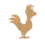MDF DIY rooster cutout on a white background