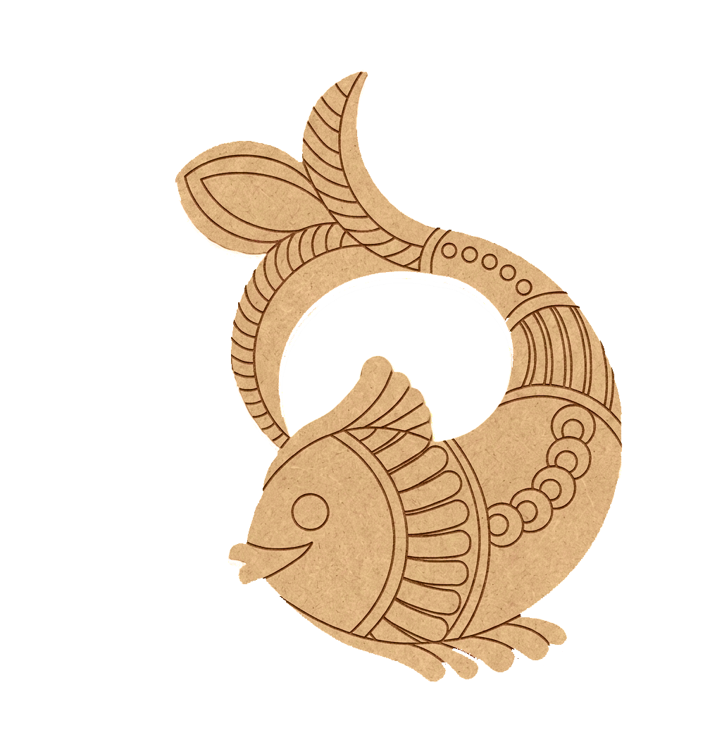 Decorative MDF DIY  fish cutout on a white background