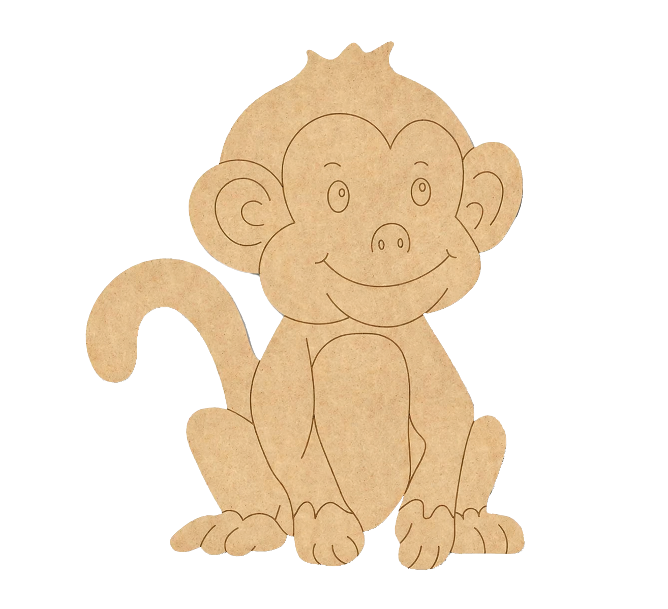 MDF DIY  cutout of a monkey on a white background