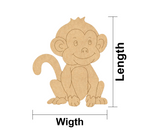 MDF DIY  monkey cutout with dimensions labeled on a white background