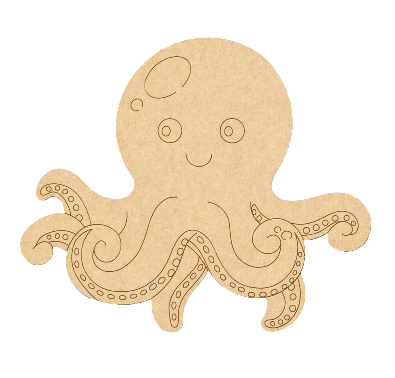 MDF DIY  cutout of an octopus on a white background
