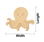 MDF DIY  octopus cutout with measurements labeled on a white background