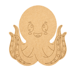 MDF DIY  Cartoon octopus cutout with a smiling face on a white background