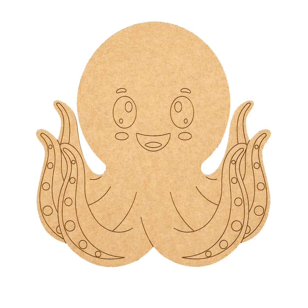 MDF DIY  Cartoon octopus cutout with a smiling face on a white background