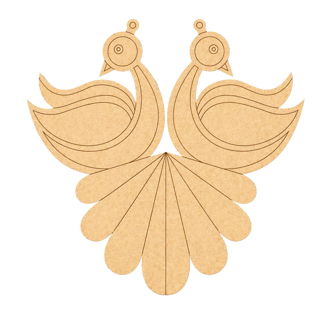 MDF DIY feather-shaped earrings on a white background