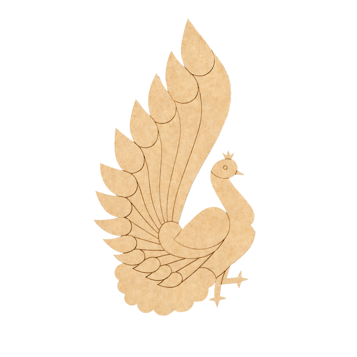  MDF DIY peacock cutout piece on a white background