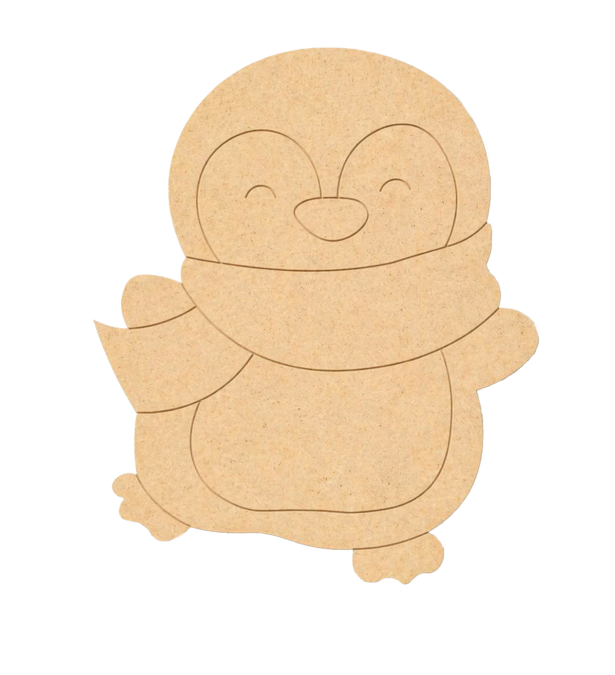 DIY MDF  penguin cutout on a white background