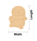 DIY MDF  penguin cutout with measurements labeled on a white background
