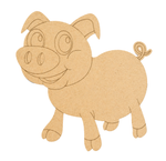 DIY MDF  Cartoon pig cutout on a white background