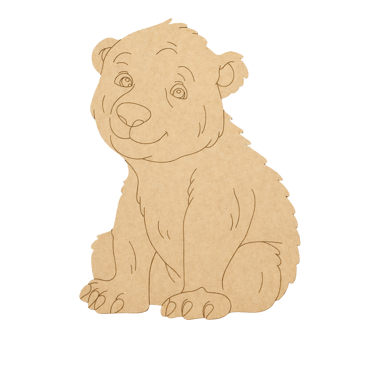 DIY MDF  Cartoon bear cutout on a white background