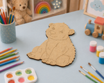 DIY MDF  Wooden bear cutout  on a table with art supplies