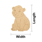 DIY MDF  bear cutout with measurements labeled on a white background