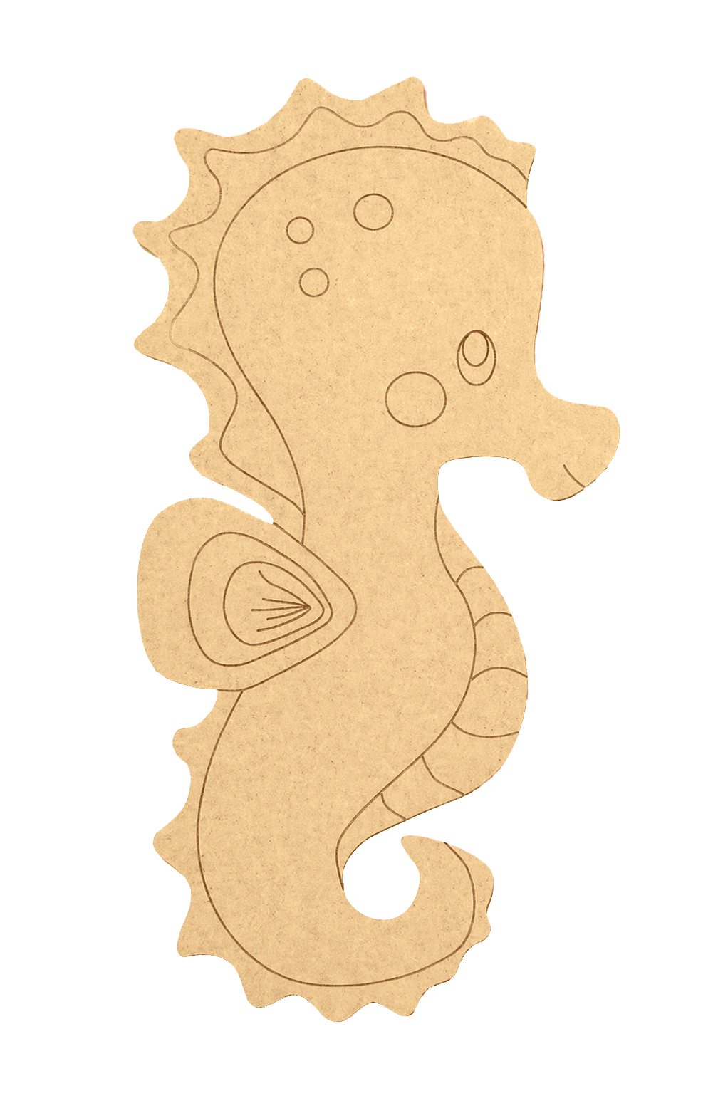 DIY MDF  seahorse cutout on a white background