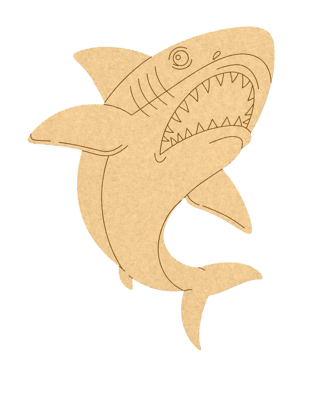 DIY MDF  shark puzzle on a white background