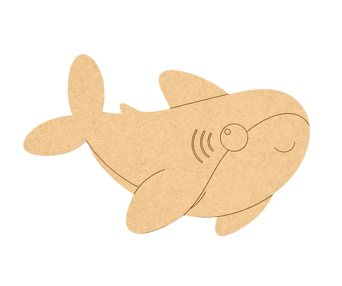 DIY MDF  shark puzzle piece on a white background