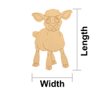 DIY MDF  cutout of a lamb with dimensions labeled on a white background