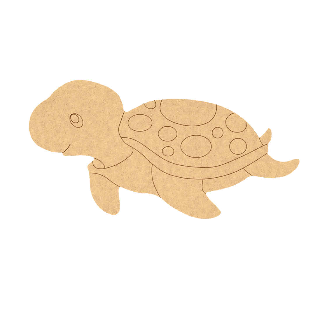 DIY MDF  turtle cutout on a white background