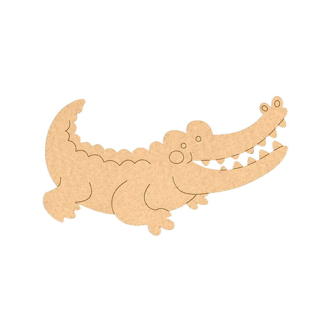 MDF DIY  alligator cutout piece on a white background