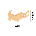 MDF DIY  alligator puzzle with measurements labeled on a white background