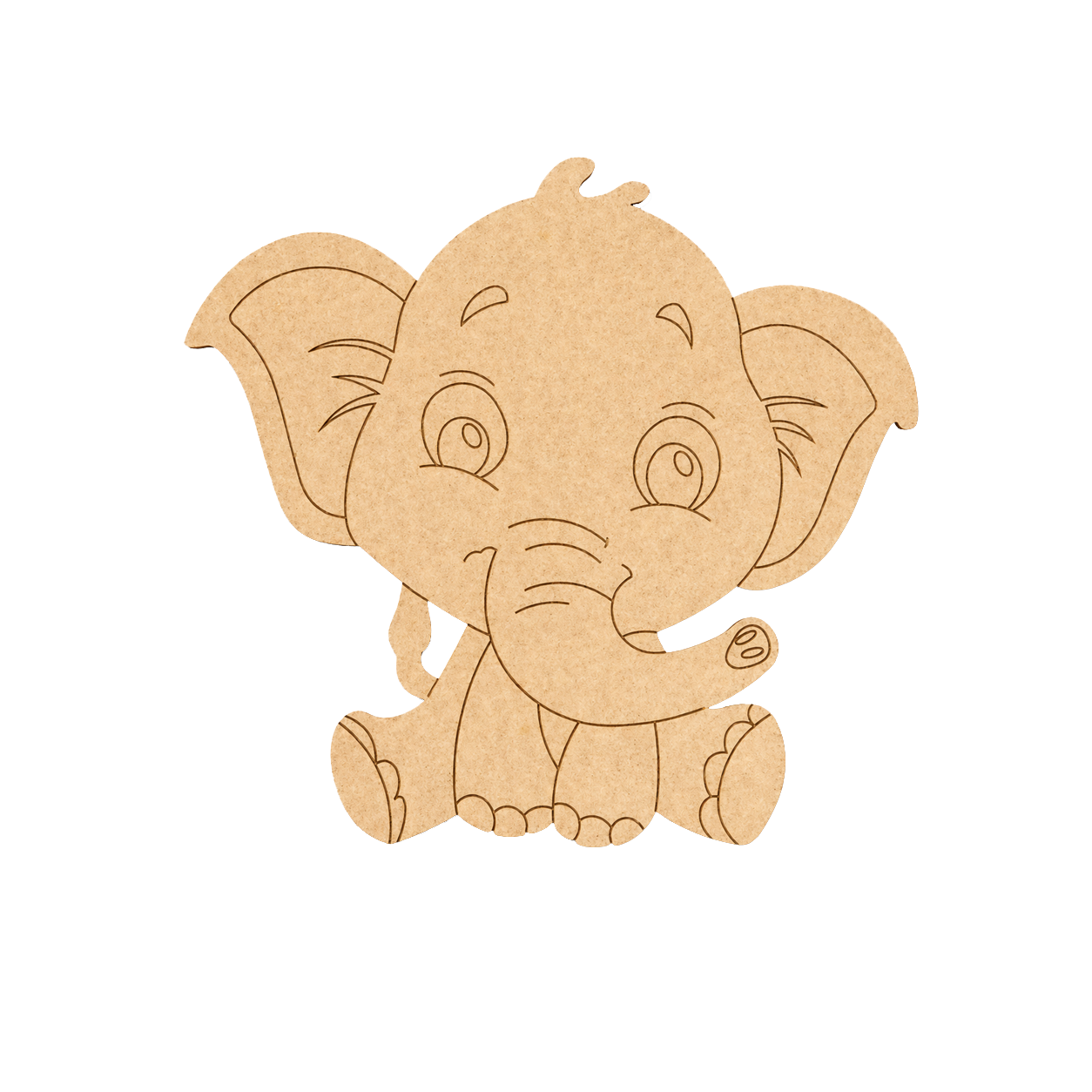 MDF DIY  Cartoon elephant cutout on a white background