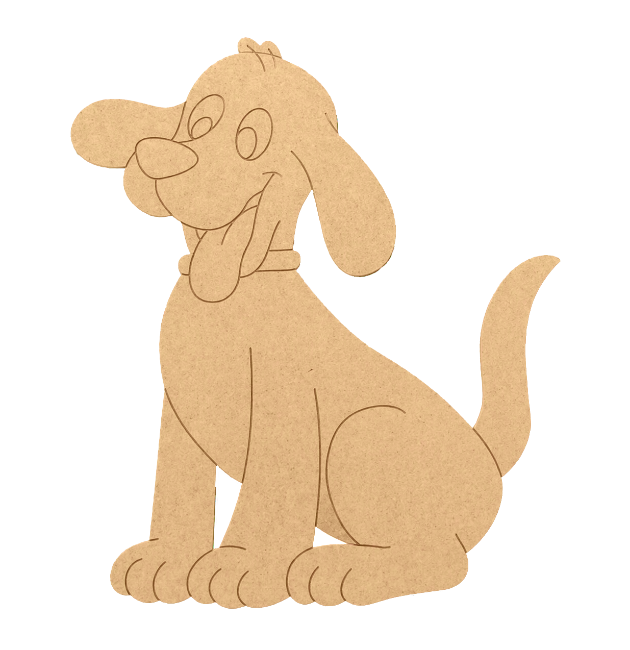 MDF DIY  cutout of a dog on a white background
