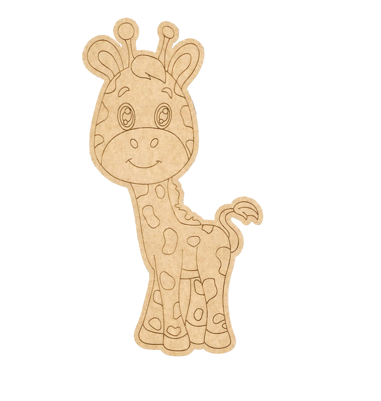 MDF DIY  cutout of a giraffe design on a white background
