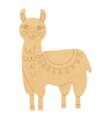 MDF DIY  cutout of a llama with decorative elements on a white background