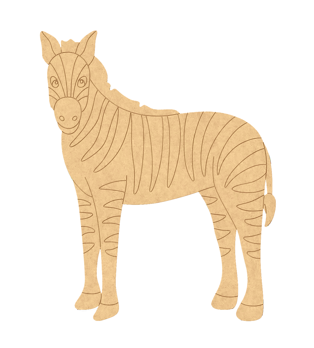 MDF DIY  zebra cutout on a white background