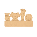 DIY MDF  animal cutouts on a stand with a white background