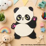 DIY MDF  Cute panda cutout surrounded by colorful toys and stationery on a wooden surface