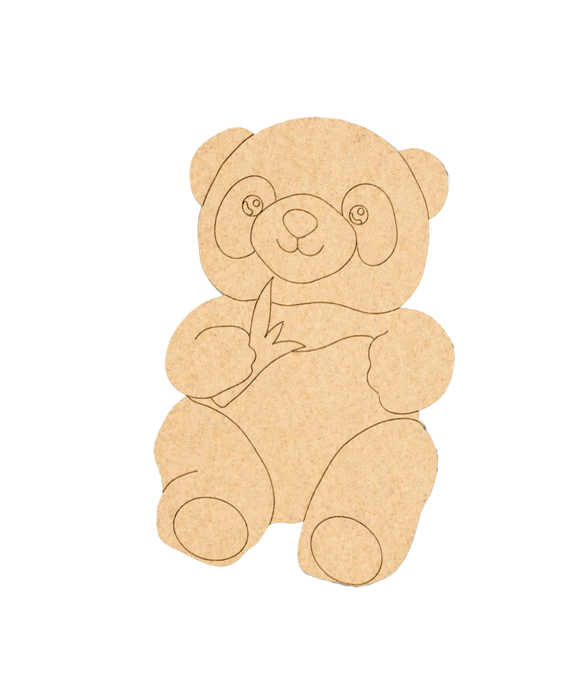 DIY MDF  panda shape on a white background