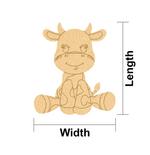 MDF DIY cow puzzle with dimensions labeled on a white background