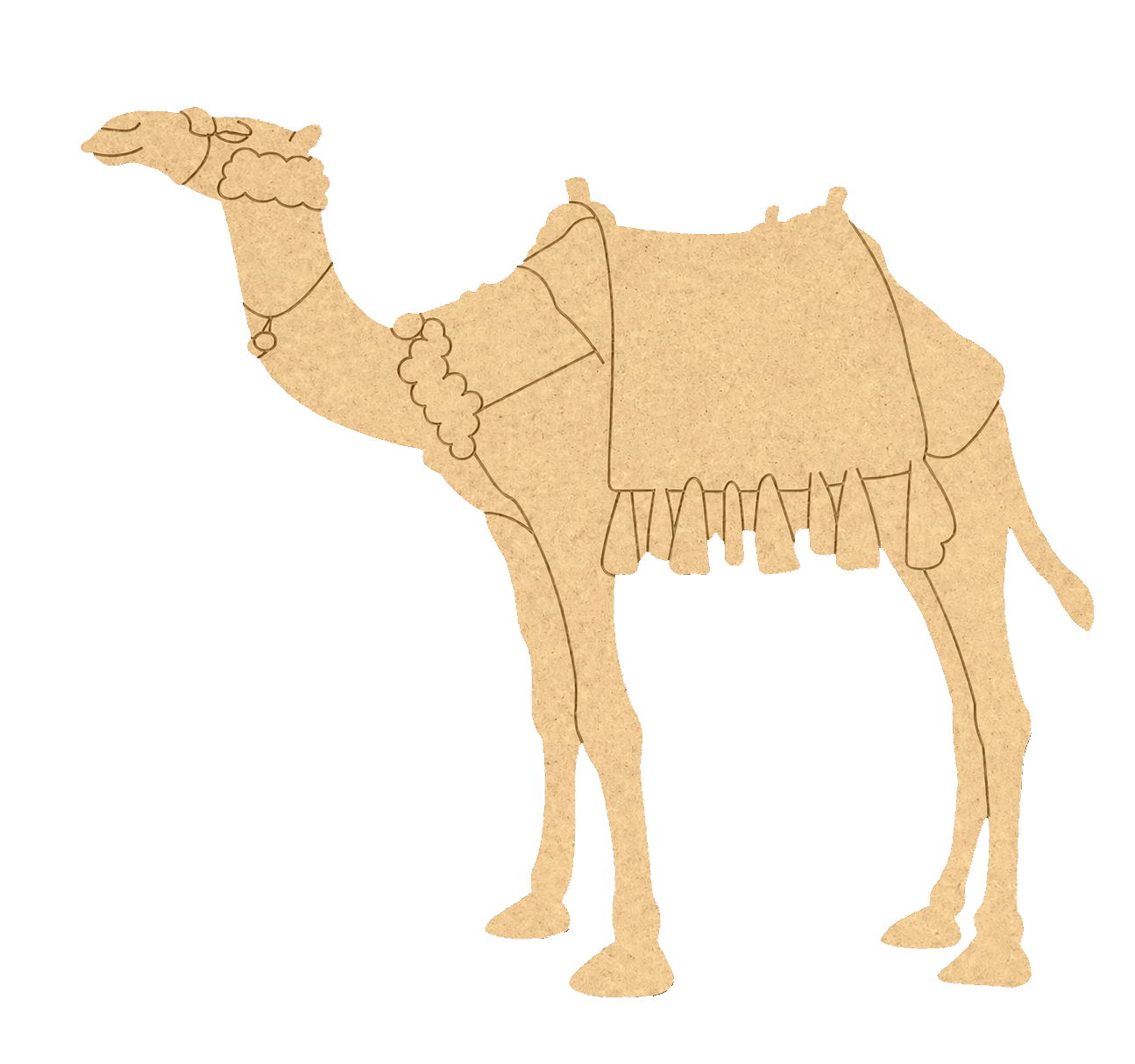MDF DIY camel model on a white background