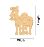 MDF DIY  camel cutout with measurements on a white background